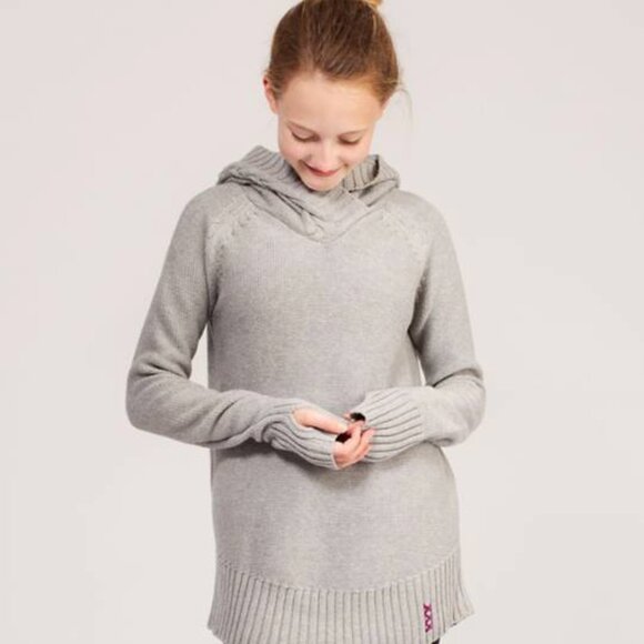 Ivivva Girl by Lululemon 🍋 thumbholes grey pullover sweater with hood size 10 - Picture 2 of 5